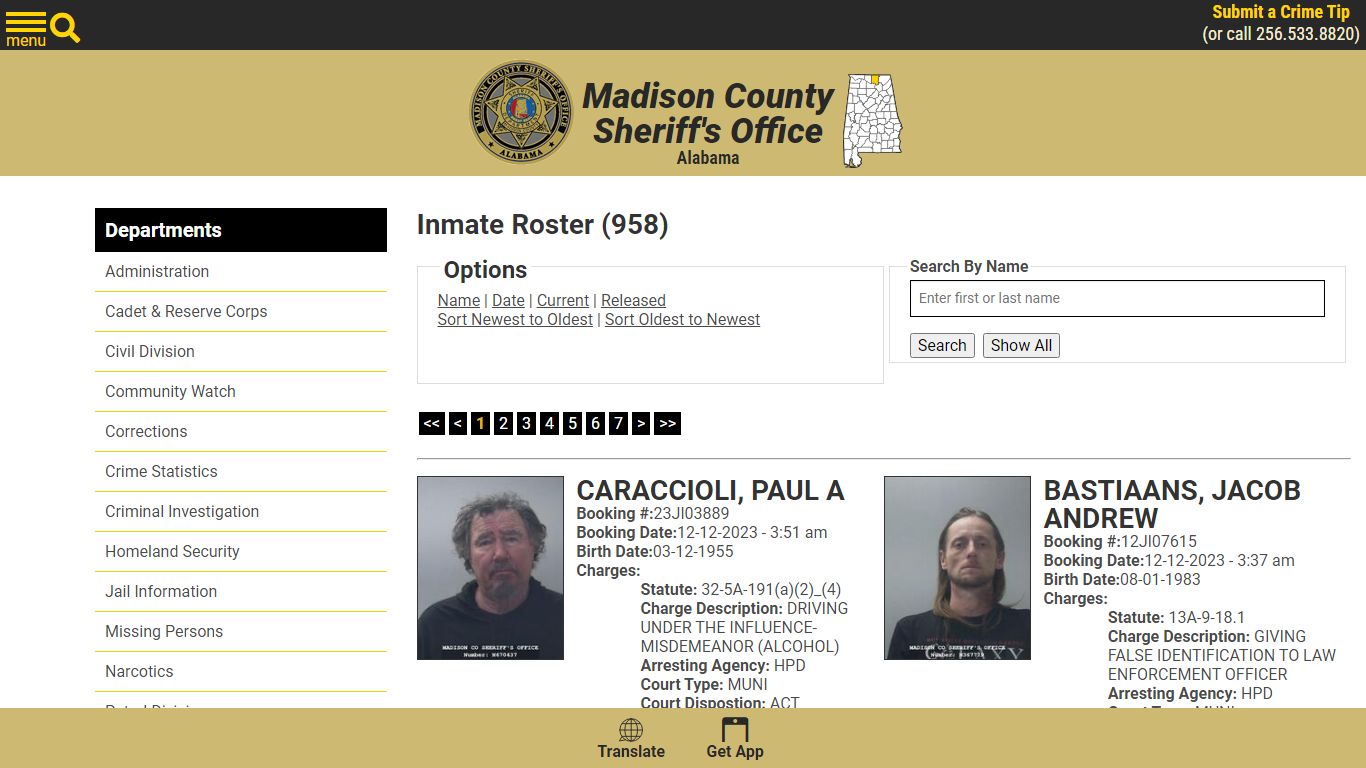 Inmate Roster - Current Inmates Booking Date Descending - Madison ...